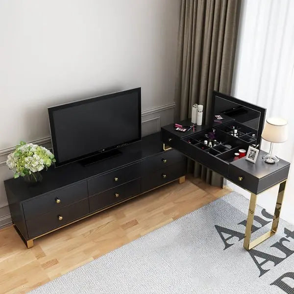 Meuble TV et coiffeuse avec miroir noir pour chambre LEXUS ACCESS MEUBLE