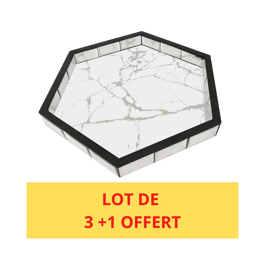 LOT DE 3 + 1 OFFERT PLATEAUX MARBRE MIROIR ACCESS MEUBLE