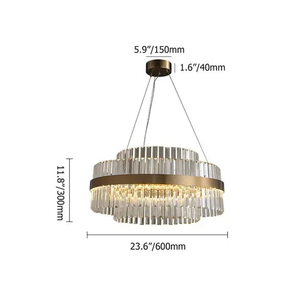 Lustre en cristal à plusieurs niveaux Fixedo avec lumière en laiton ACCESS MEUBLE
