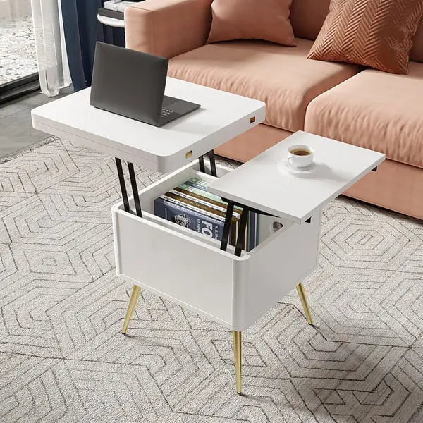 Table basse blanc relevable avec rangement ACCESS MEUBLE