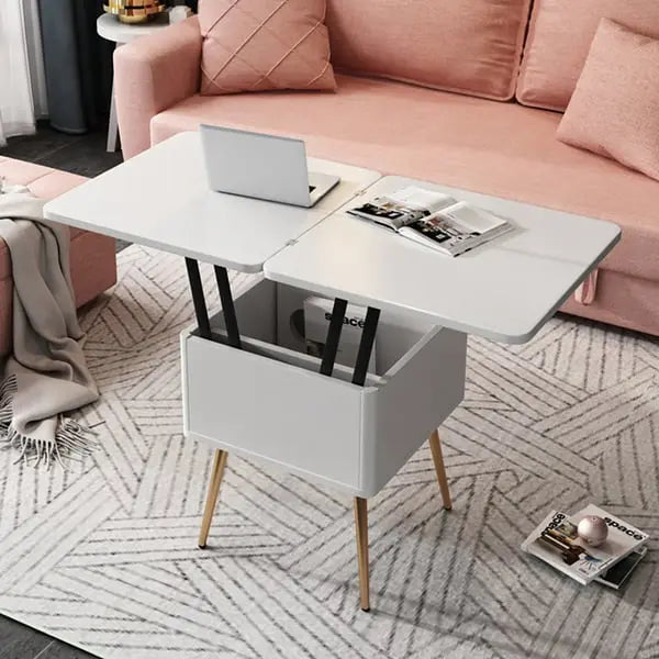 Table basse blanc relevable avec rangement ACCESS MEUBLE