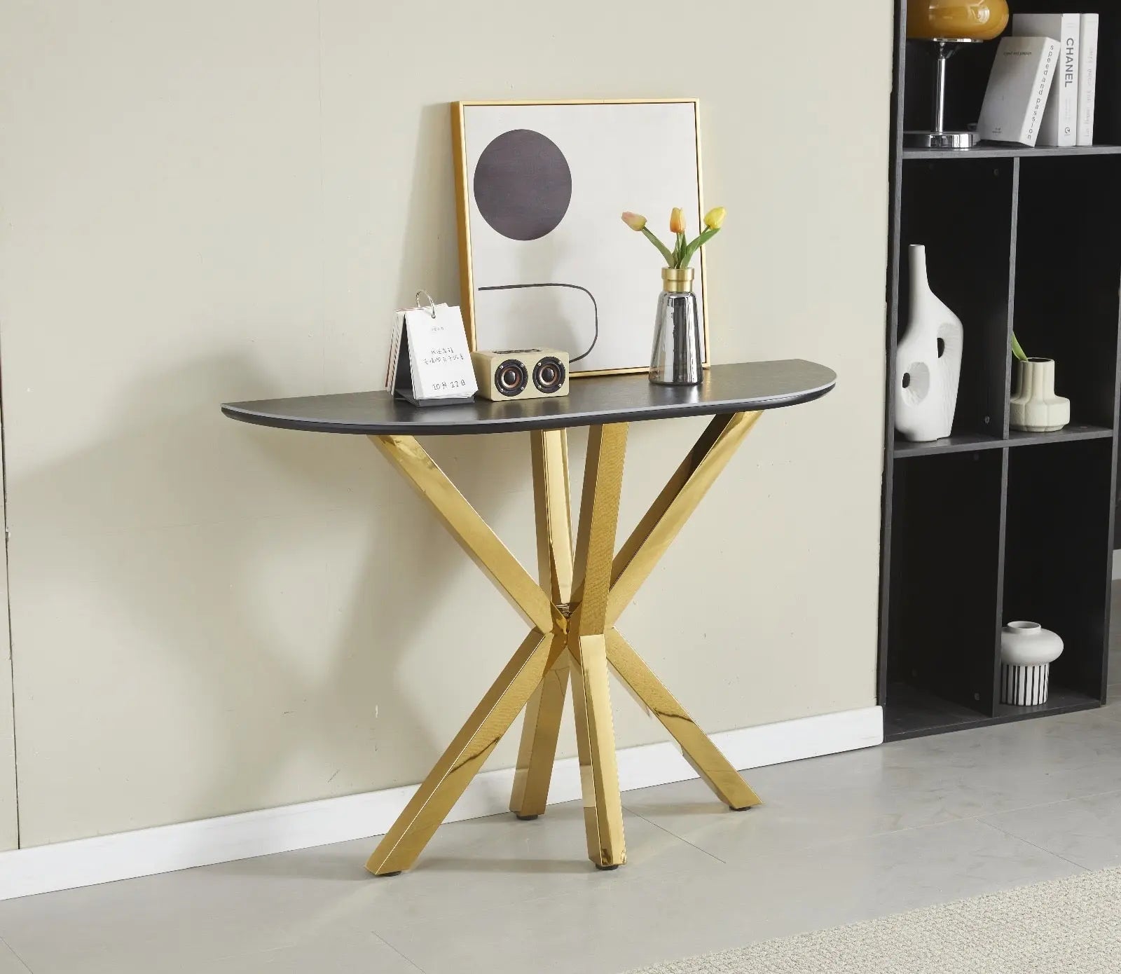 CONSOLE CERAMIQUE OPHELIA MARBRE BLANC DORÉ ACCESS MEUBLE