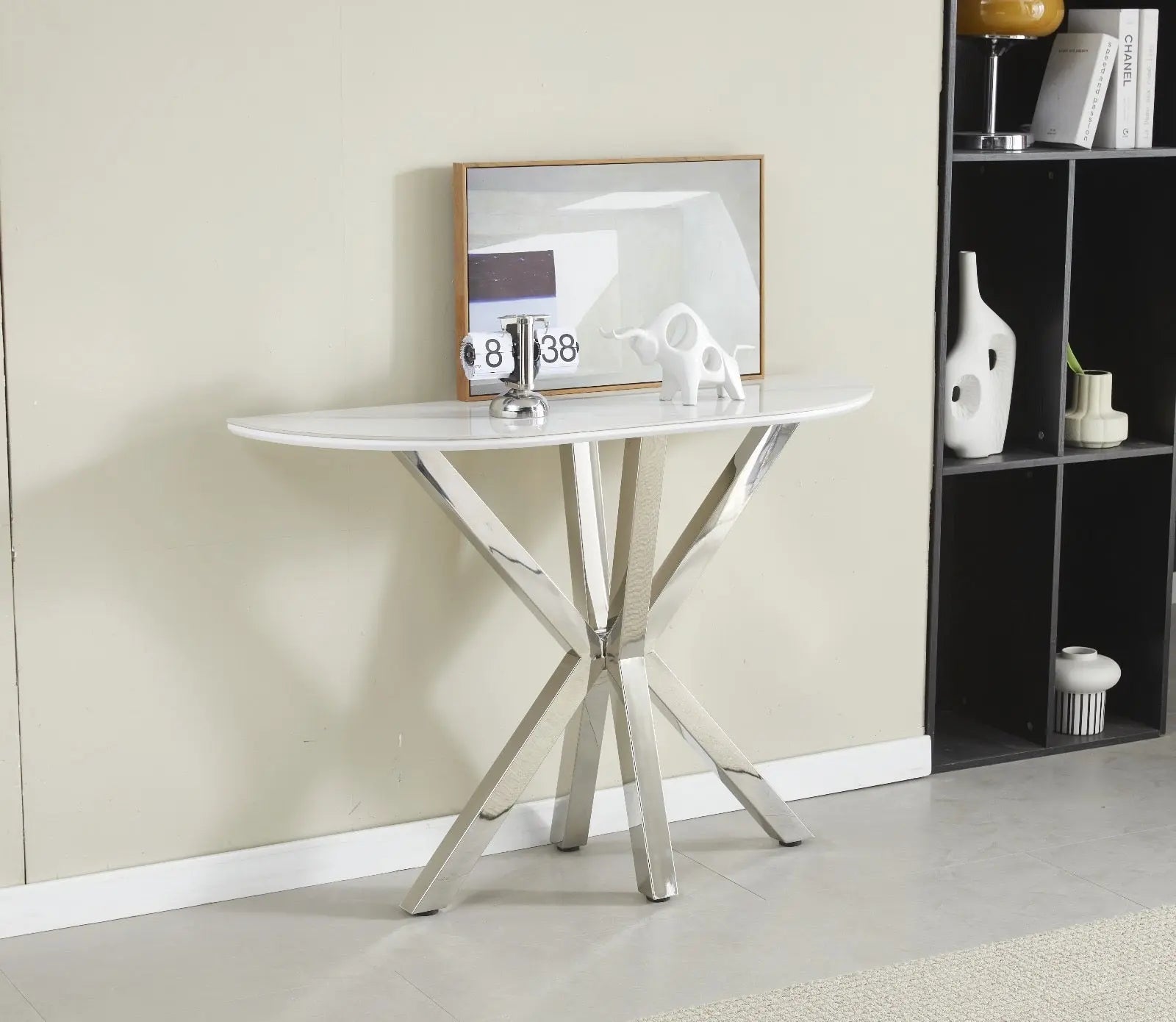 CONSOLE CERAMIQUE OPHELIA MARBRE BLANC DORÉ ACCESS MEUBLE