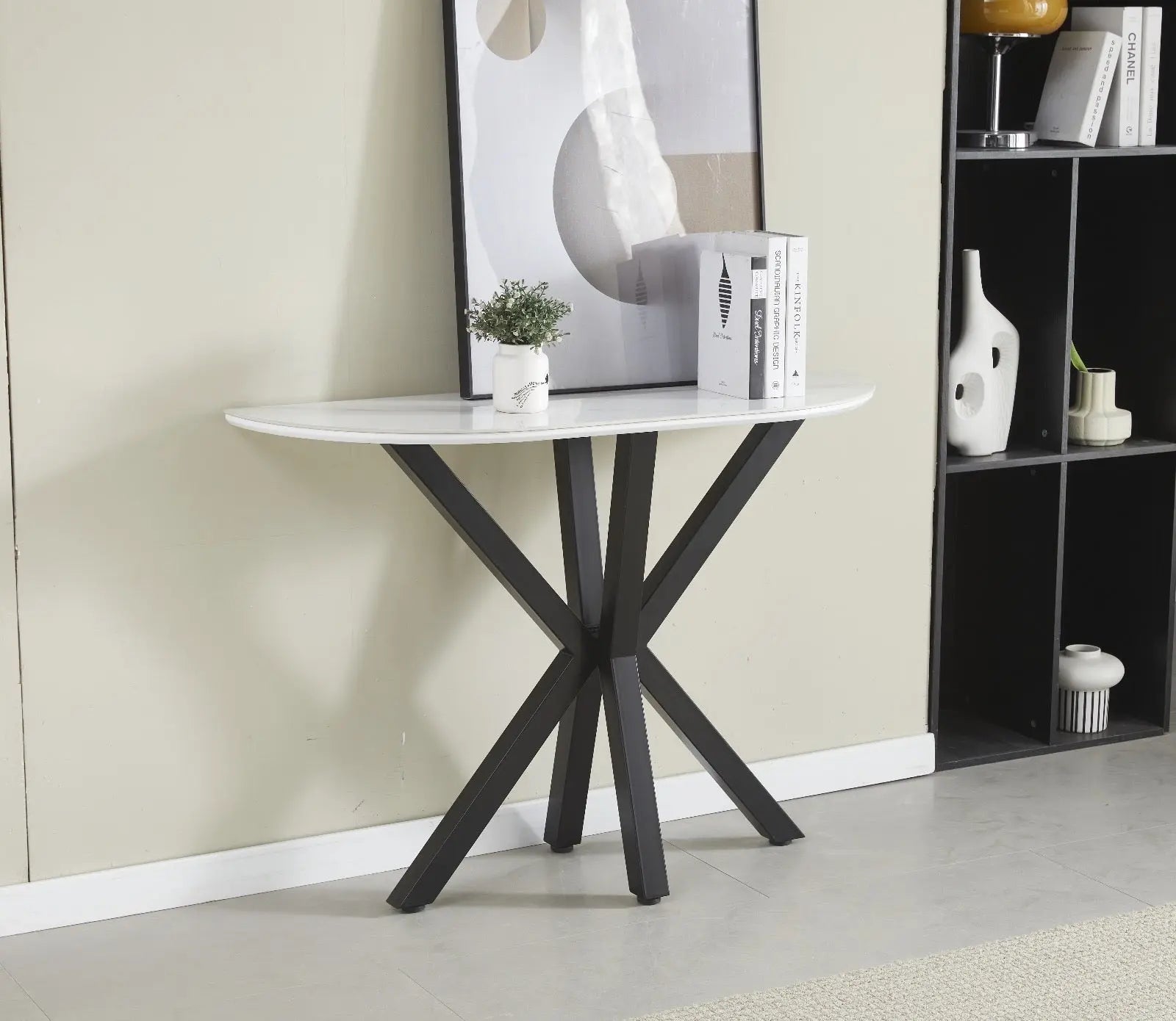 CONSOLE CERAMIQUE OPHELIA MARBRE BLANC DORÉ ACCESS MEUBLE