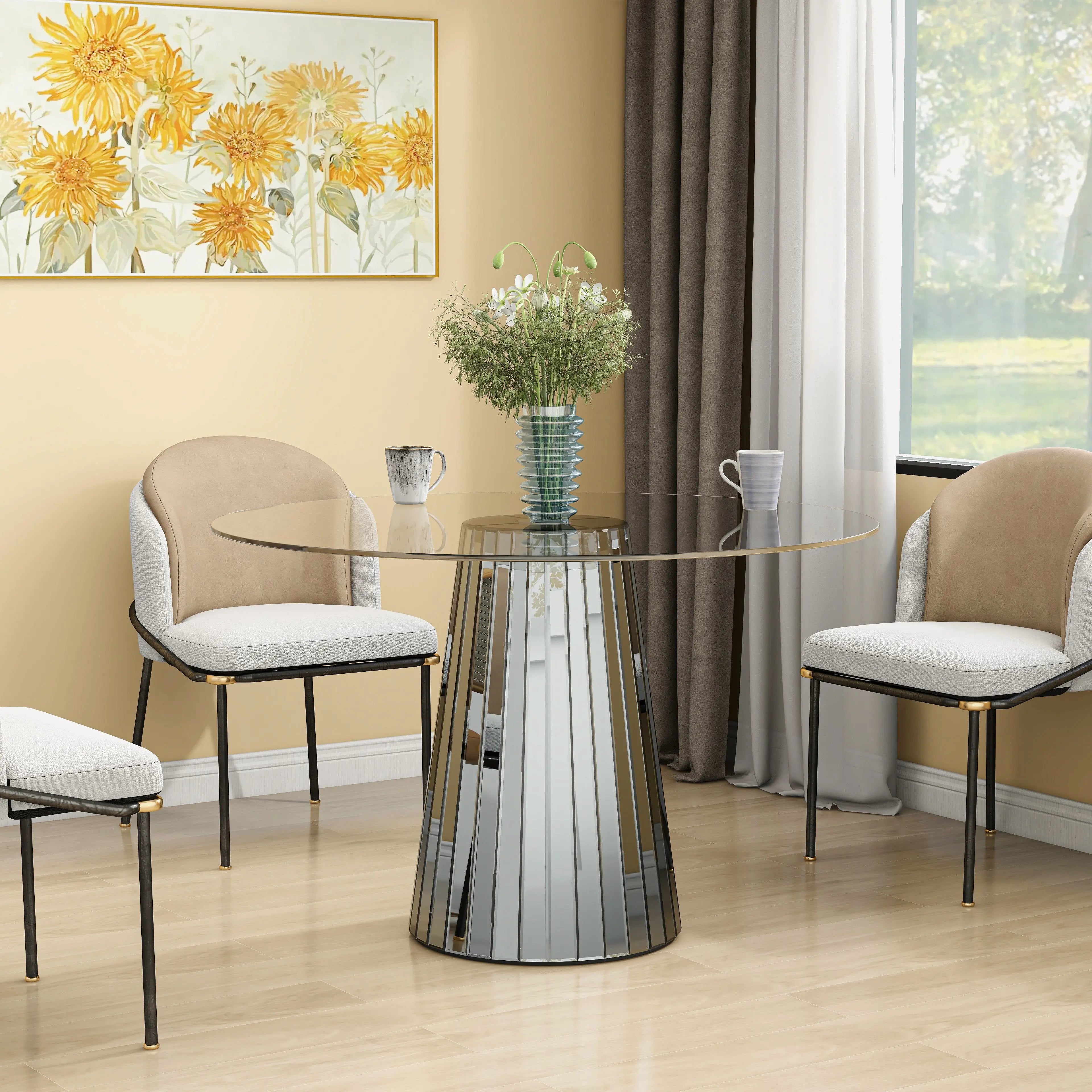 Table Disco en miroir avec plateau transparent ACCESS MEUBLE