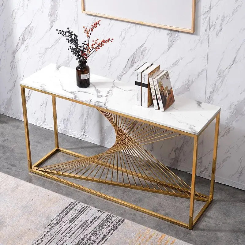 CONSOLE BRITTANY GOLD MARBRE BLANC ACCESS MEUBLE