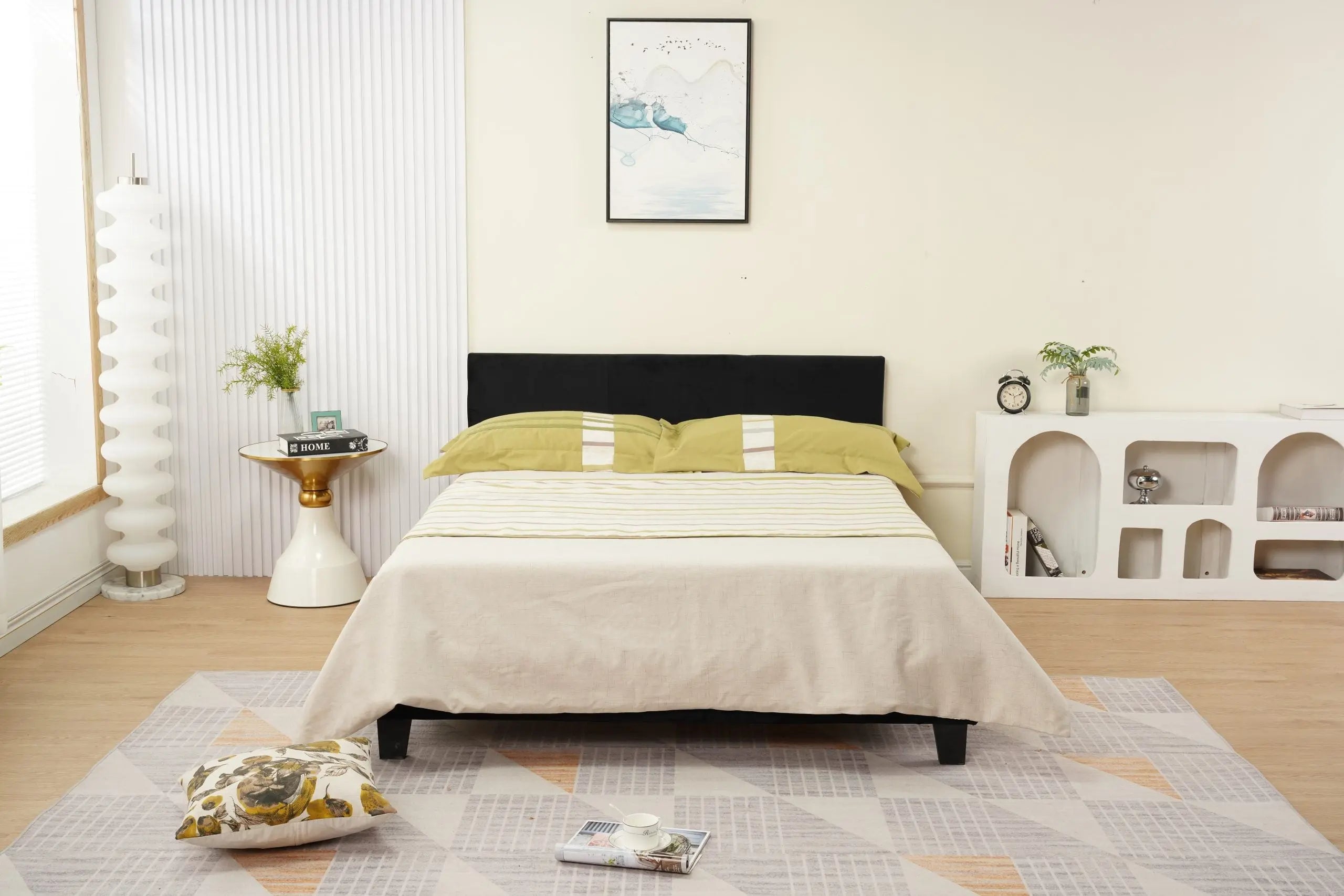 LIT MELBOURNE VELOURS NOIR 160x200cm ACCESS MEUBLE
