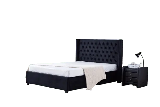 LIT ERES CAPITONNE VELOURS NOIR 160x200 cm ACCESS MEUBLE