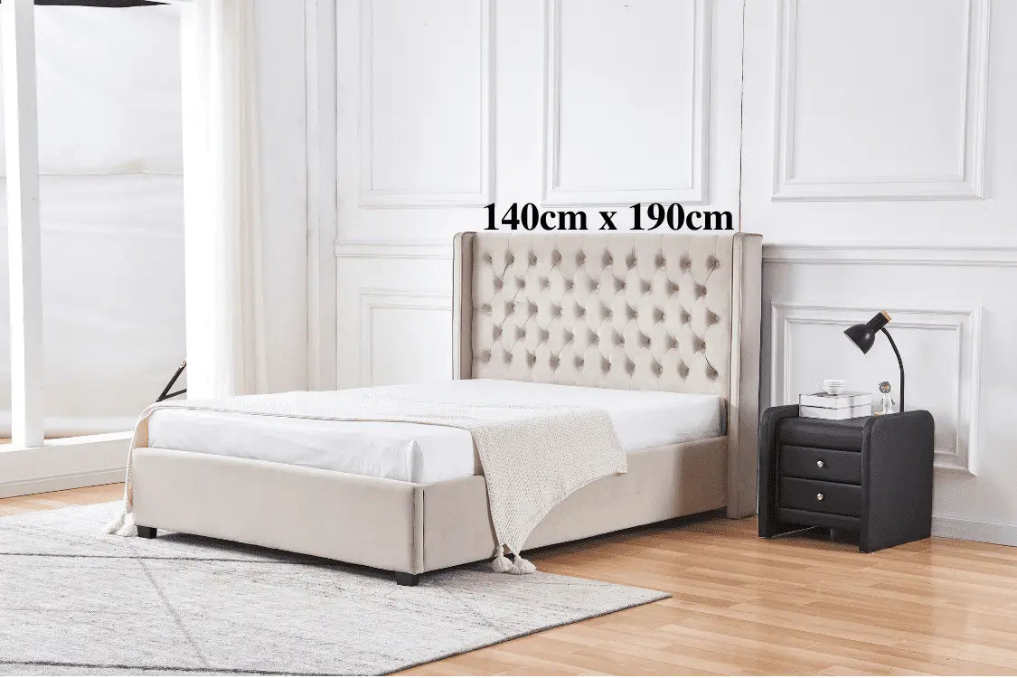 LIT ERES CAPITONNE VELOURS MOKA 140x190 cm ACCESS MEUBLE