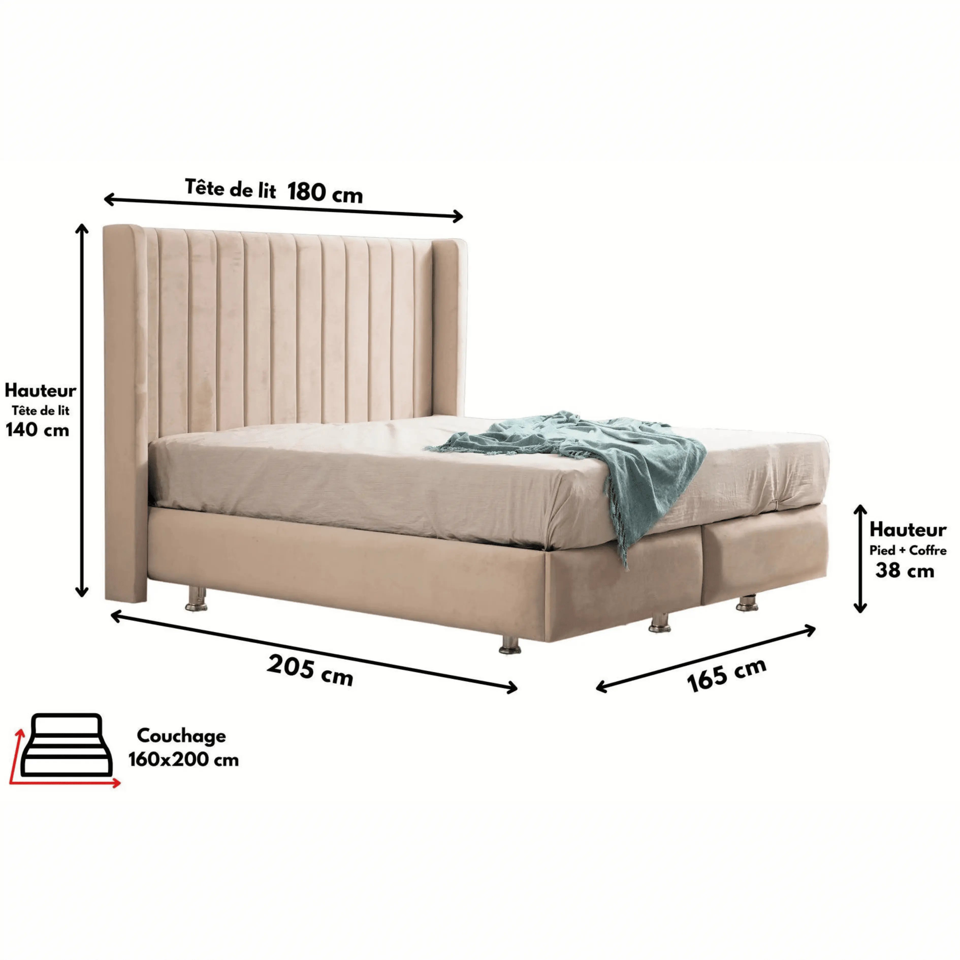 Lit Coffre TOKYO en velour ACCESS MEUBLE