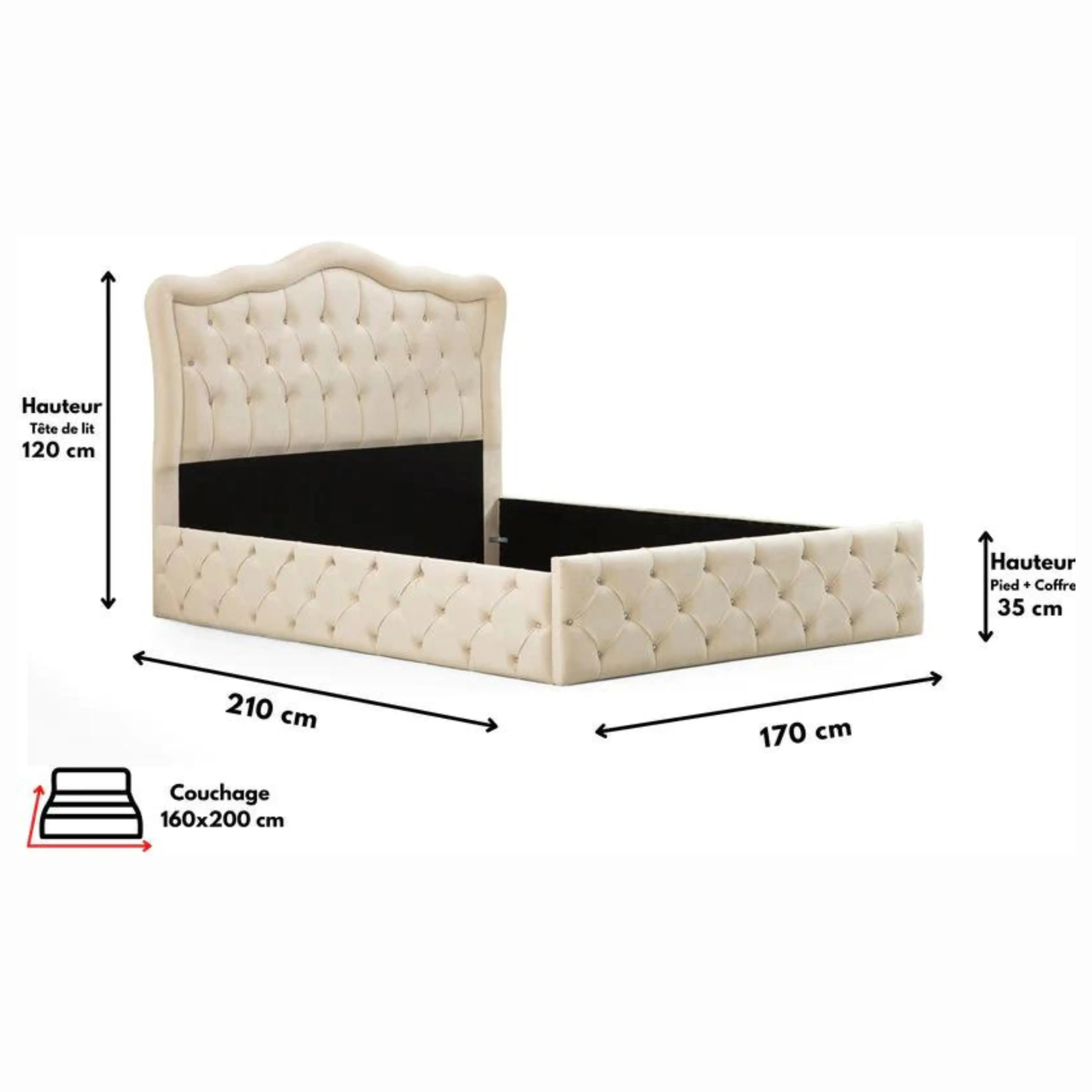 Cadre de lit VENISE en velours ACCESS MEUBLE