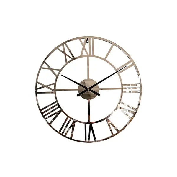 Grande horloge murale silencieuse ronde en argent, chiffres romains, art décoratif moderne en acrylique ACCESS MEUBLE