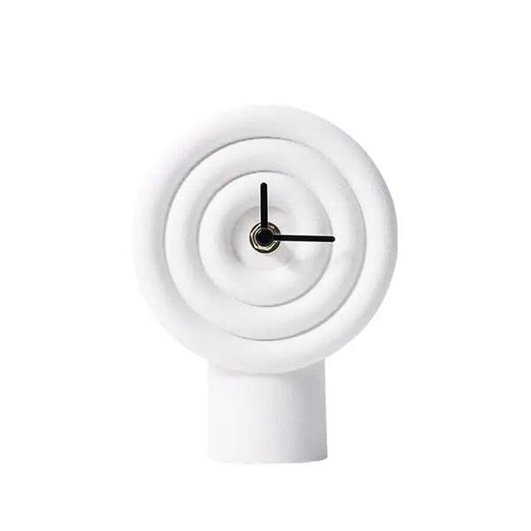 Horloge de table minimaliste en résine blanche à cercle géométrique, pointeur noir, décoration de bureau ACCESS MEUBLE
