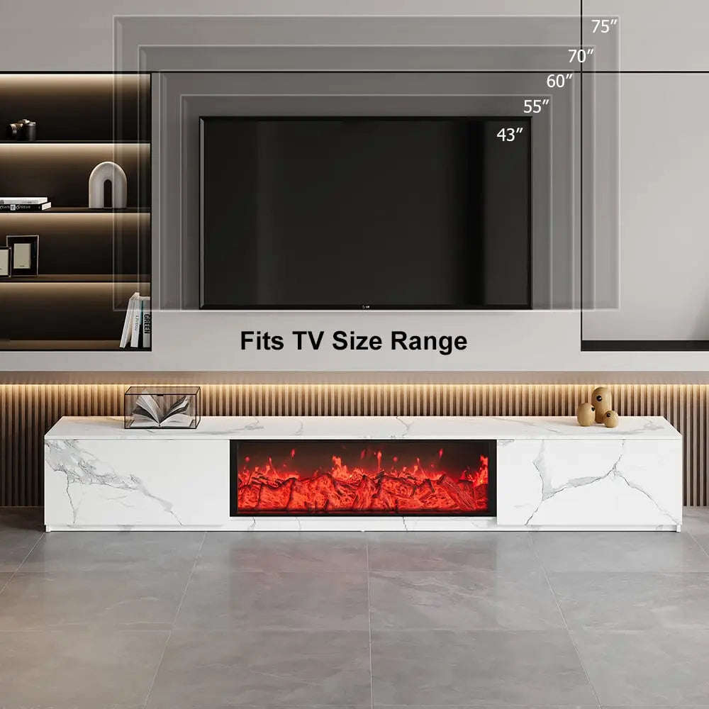 Meuble TV à rangement en bois avec cheminée électrique ACCESS MEUBLE