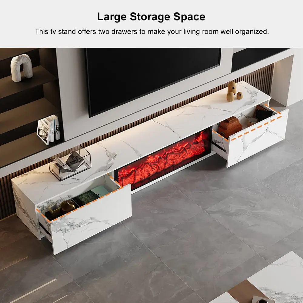 Meuble TV à rangement en bois avec cheminée électrique ACCESS MEUBLE