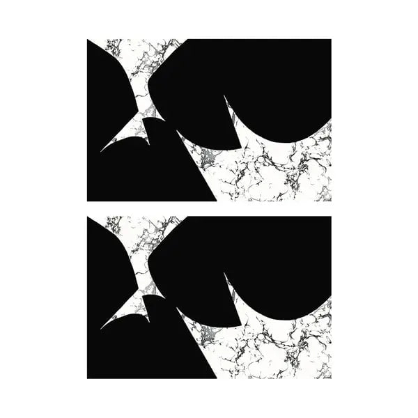 Ensemble de 2 tapis de bain géométriques noirs et blancs à texture marbrée, ensembles de tapis absorbants antidérapants ACCESS MEUBLE