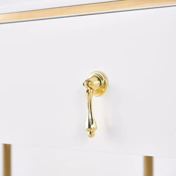 Coiffeuse ovale blanc avec 2 tiroirs miroir rotatif et tabouret ACCESS MEUBLE
