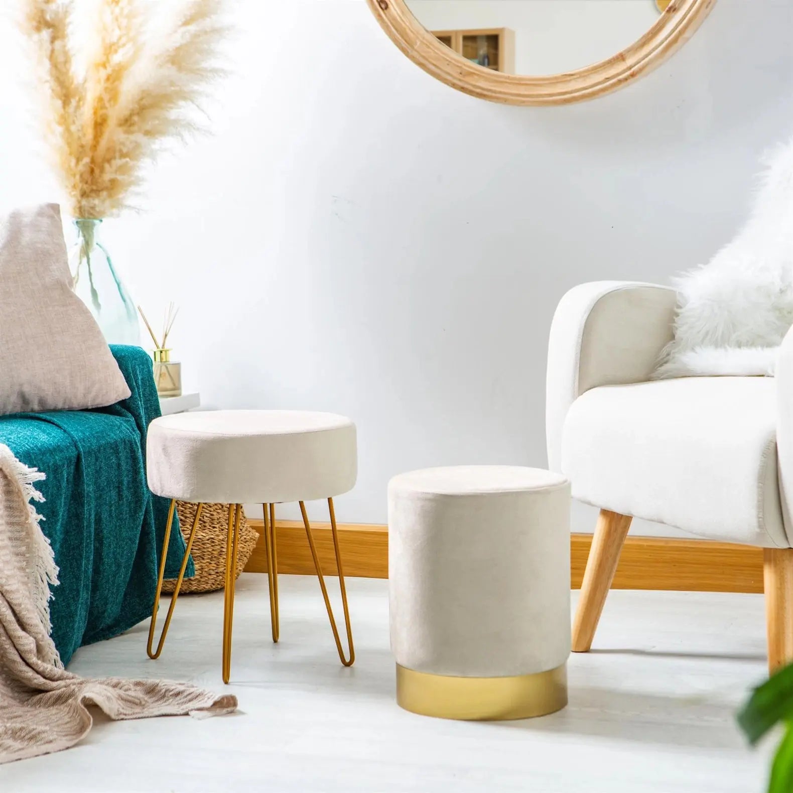 Pouf rond en velours HARBOUR ACCESS MEUBLE