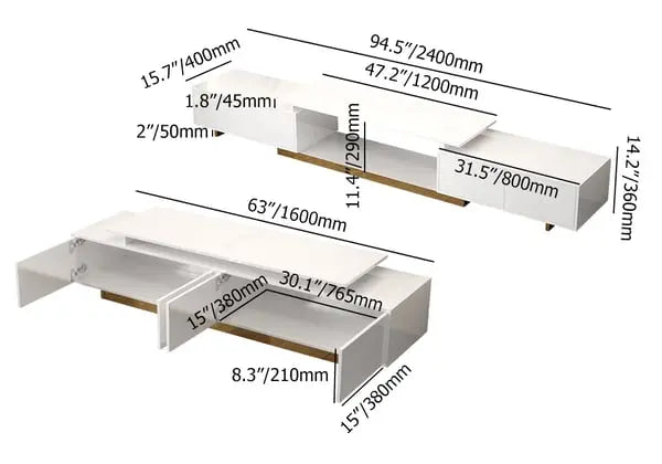Meuble TV Brillant extensible moderne ACCESS MEUBLE
