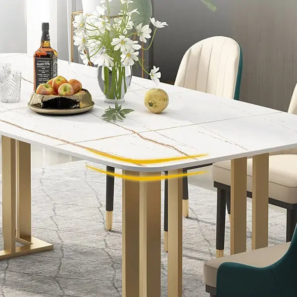 Table blanche avec dessus en rectangulaire en pierre frittée ACCESS MEUBLE