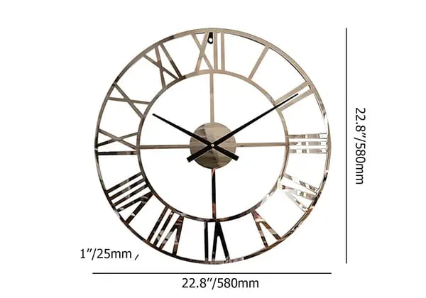 Grande horloge murale silencieuse ronde en argent, chiffres romains, art décoratif moderne en acrylique ACCESS MEUBLE