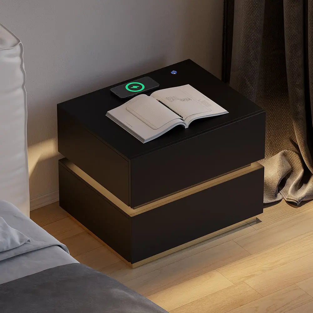 Chevet blanc à led avec chargeur induction ACCESS MEUBLE