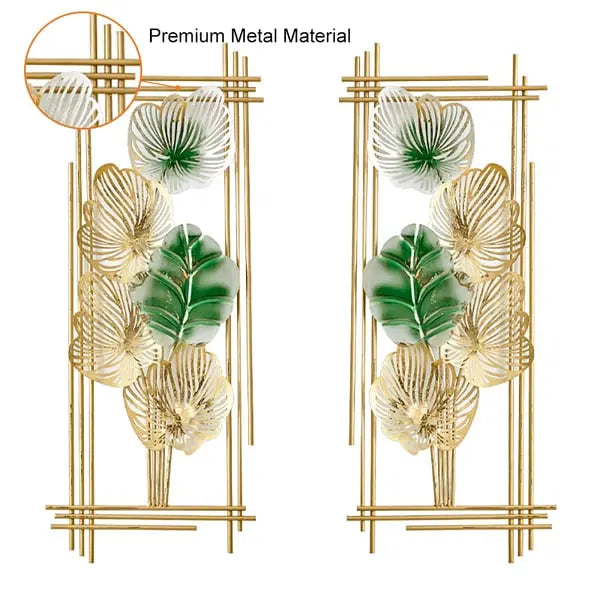 Lot de 2 décorations murales en métal encadrées de feuilles doré ACCESS MEUBLE