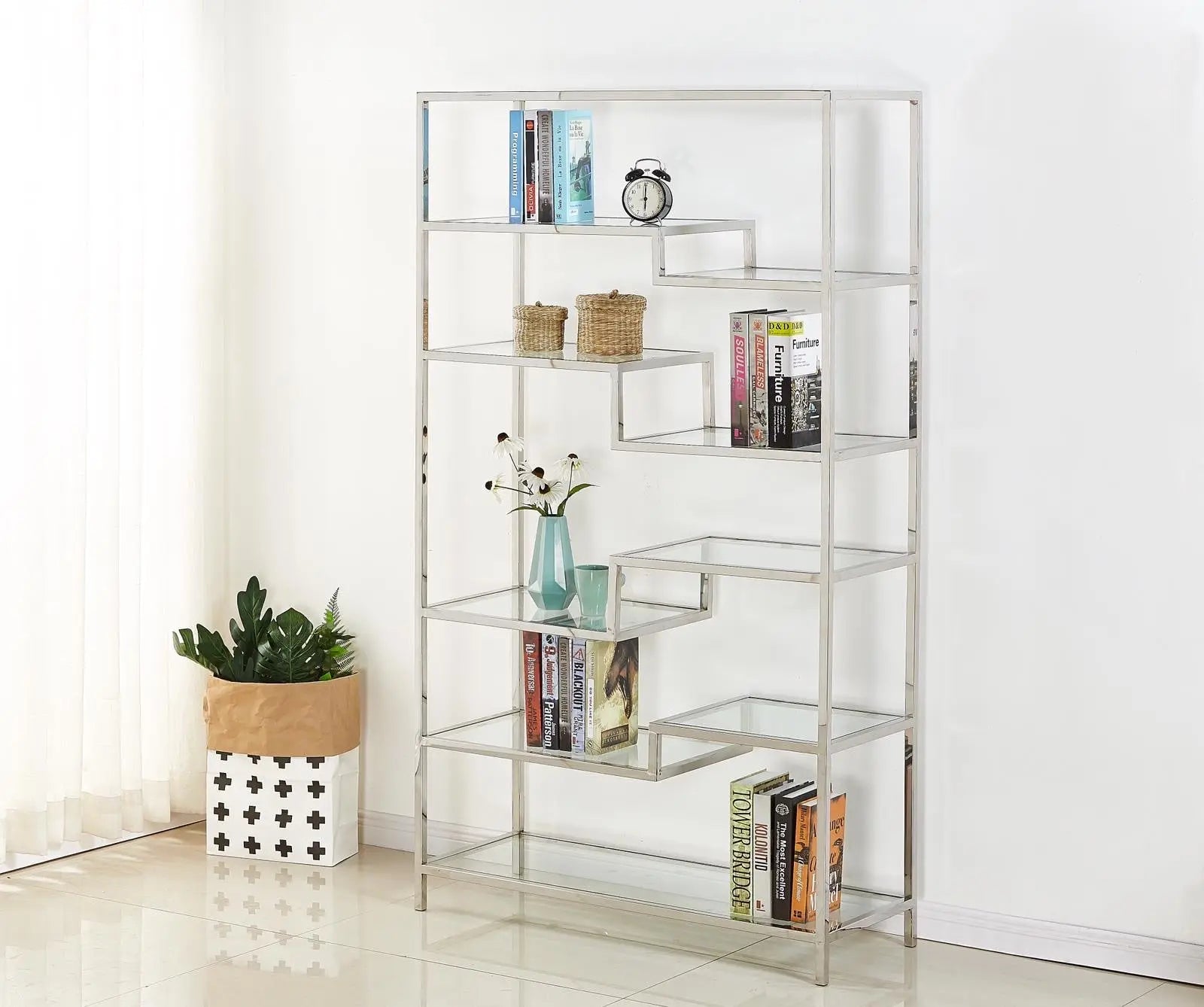 Bibliothèque LOUNNA en acier inoxydable ACCESS MEUBLE