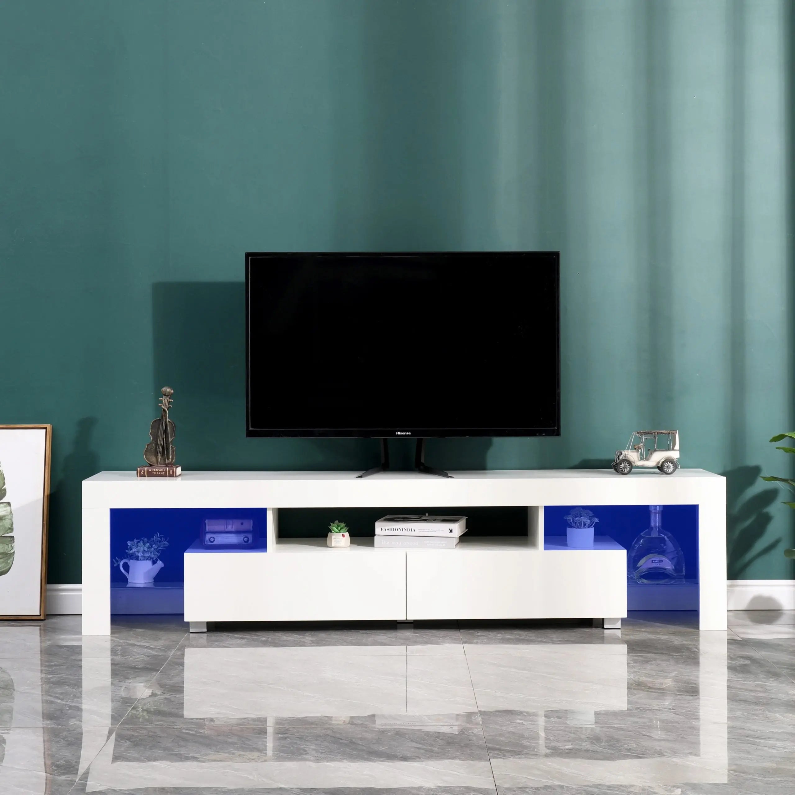 Meuble TV ECLIPSE blanc avec led ACCESS MEUBLE