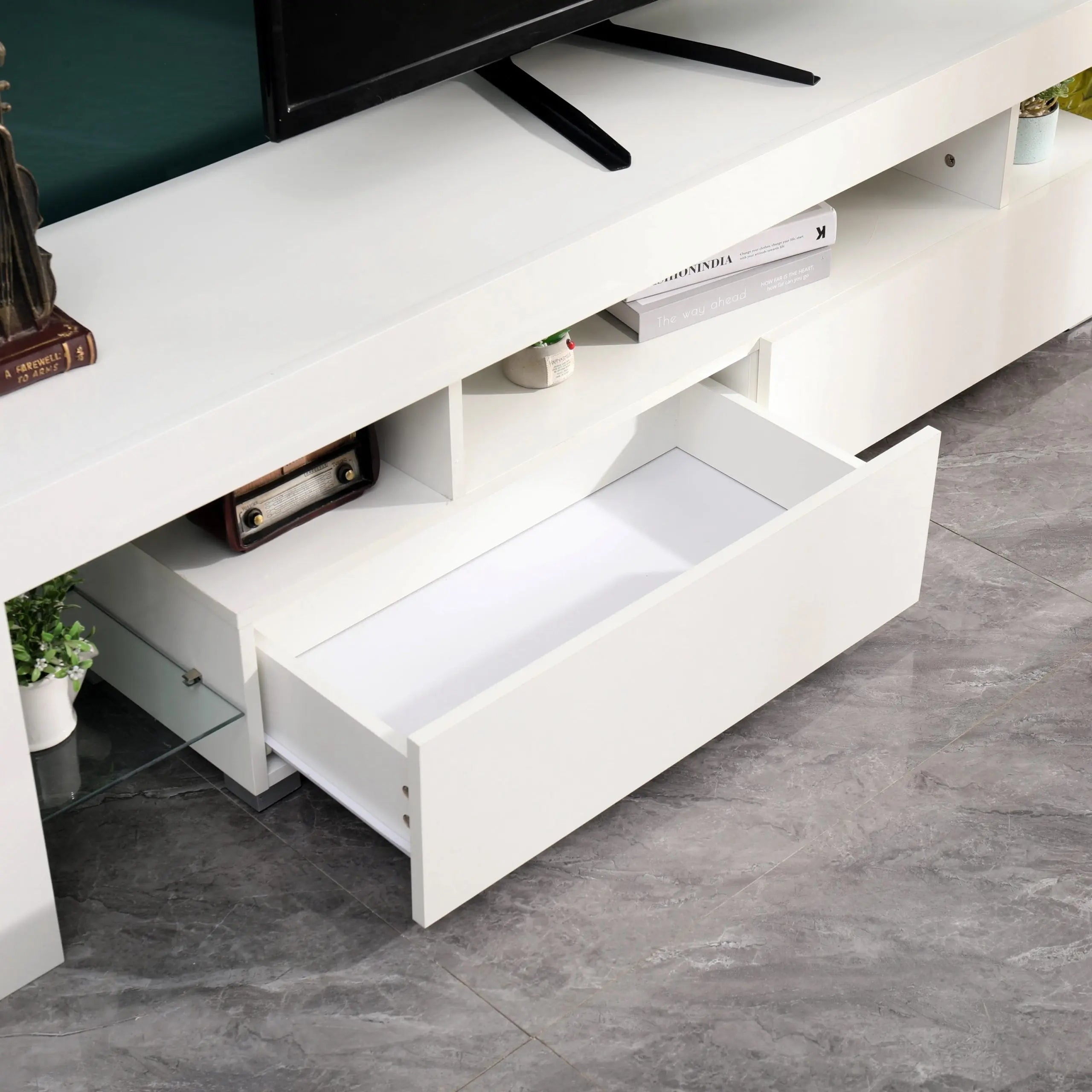 Meuble TV ECLIPSE blanc avec led ACCESS MEUBLE