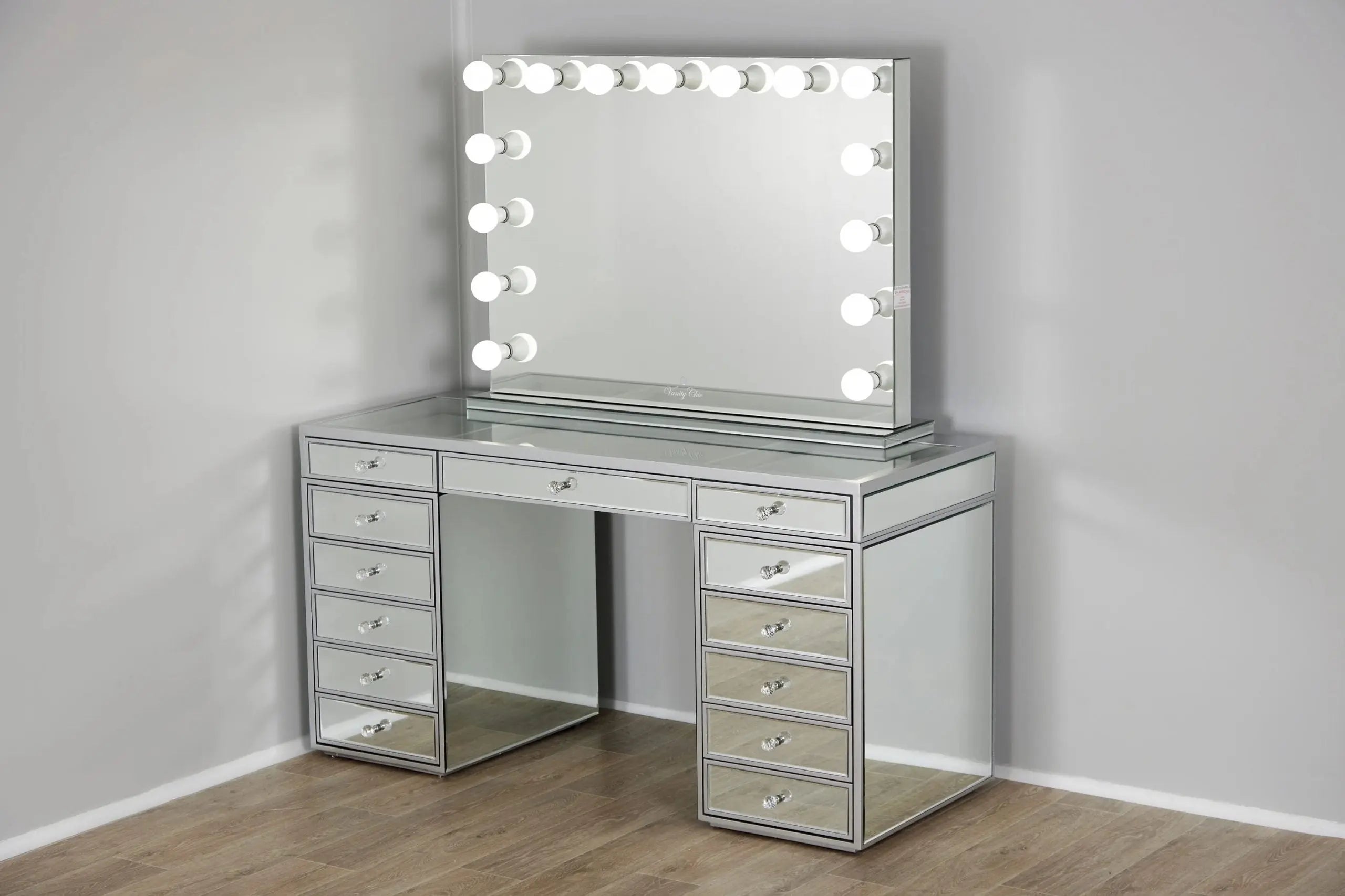 Coiffeuse ensemble miroir bluetooth doté de led ACCESS MEUBLE