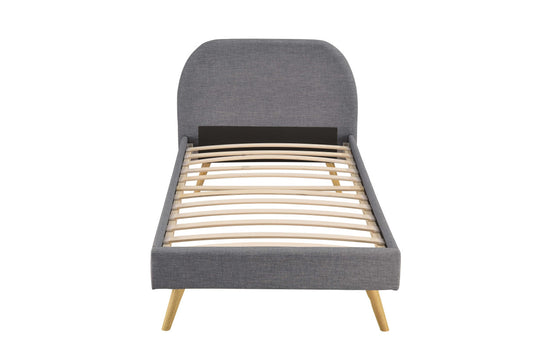 Cadre de lit SOMN scandinave avec tête de lit et sommier à lattes en tissu