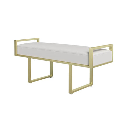 Banc OTTOMAN rembourré en lin blanc pour fin de lit ACCESS MEUBLE