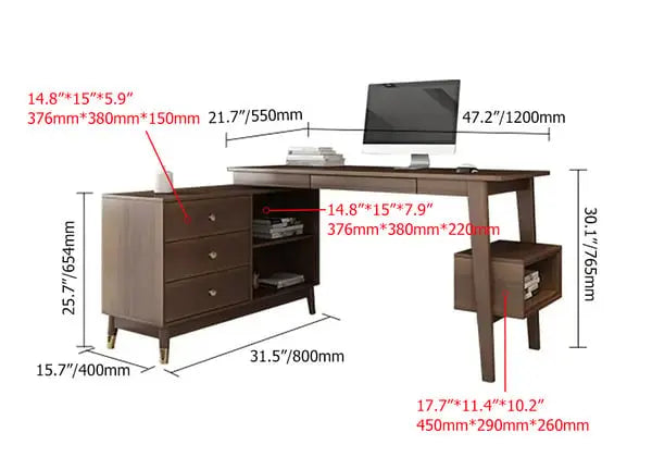 Ultic bureau réversible avec tiroirs et étagère ACCESS MEUBLE