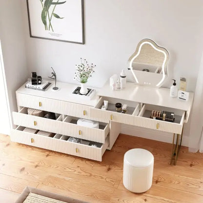 Ensemble de coiffeuse à 6 tiroirs avec tabouret et miroir ACCESS MEUBLE