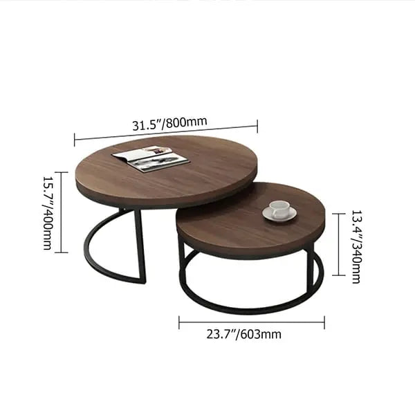 Table basse Gigogne ronde en noyer et gris ACCESS MEUBLE