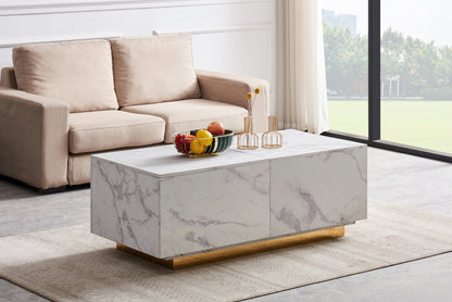 TABLE BASSE FLOTTANTE A COFFRE GOLD MARBRE NOIR 120X60X45CM ACCESS MEUBLE