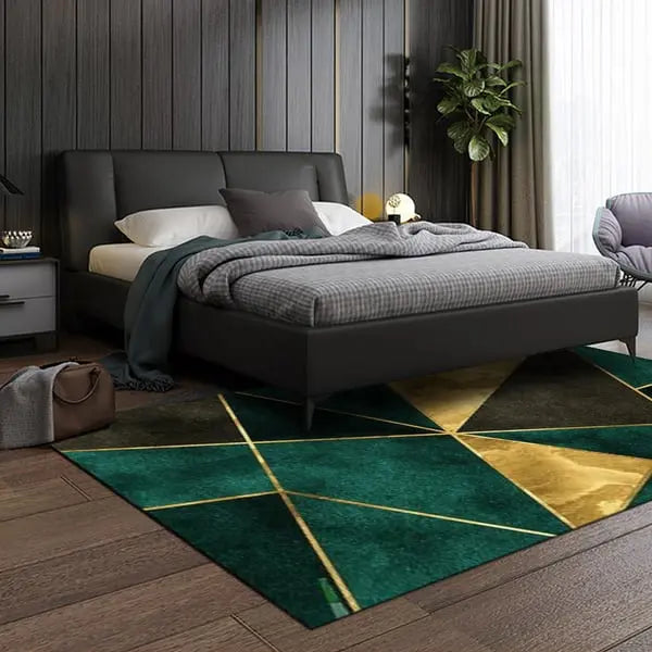 Tapis d'intérieur rond moderne vert, noir et or ACCESS MEUBLE