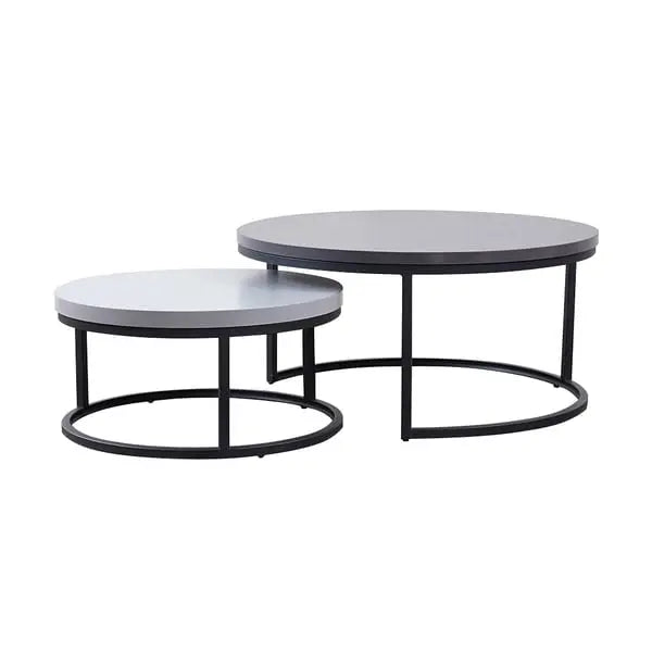 Table basse Gigogne ronde en noyer et gris ACCESS MEUBLE