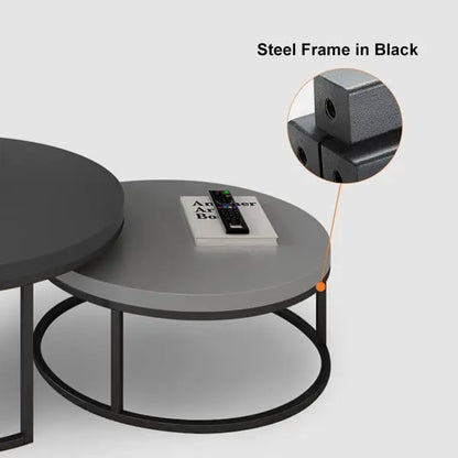 Table basse Gigogne ronde en noyer et gris ACCESS MEUBLE