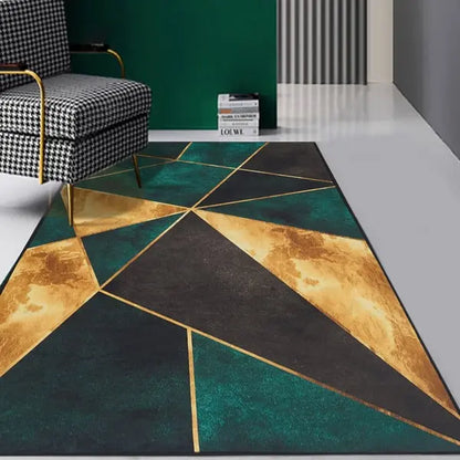 Tapis d'intérieur rond moderne vert, noir et or ACCESS MEUBLE