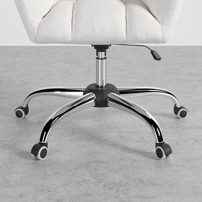 Chaise de bureau lin pivotante rembourrée en coton blanc ACCESS MEUBLE