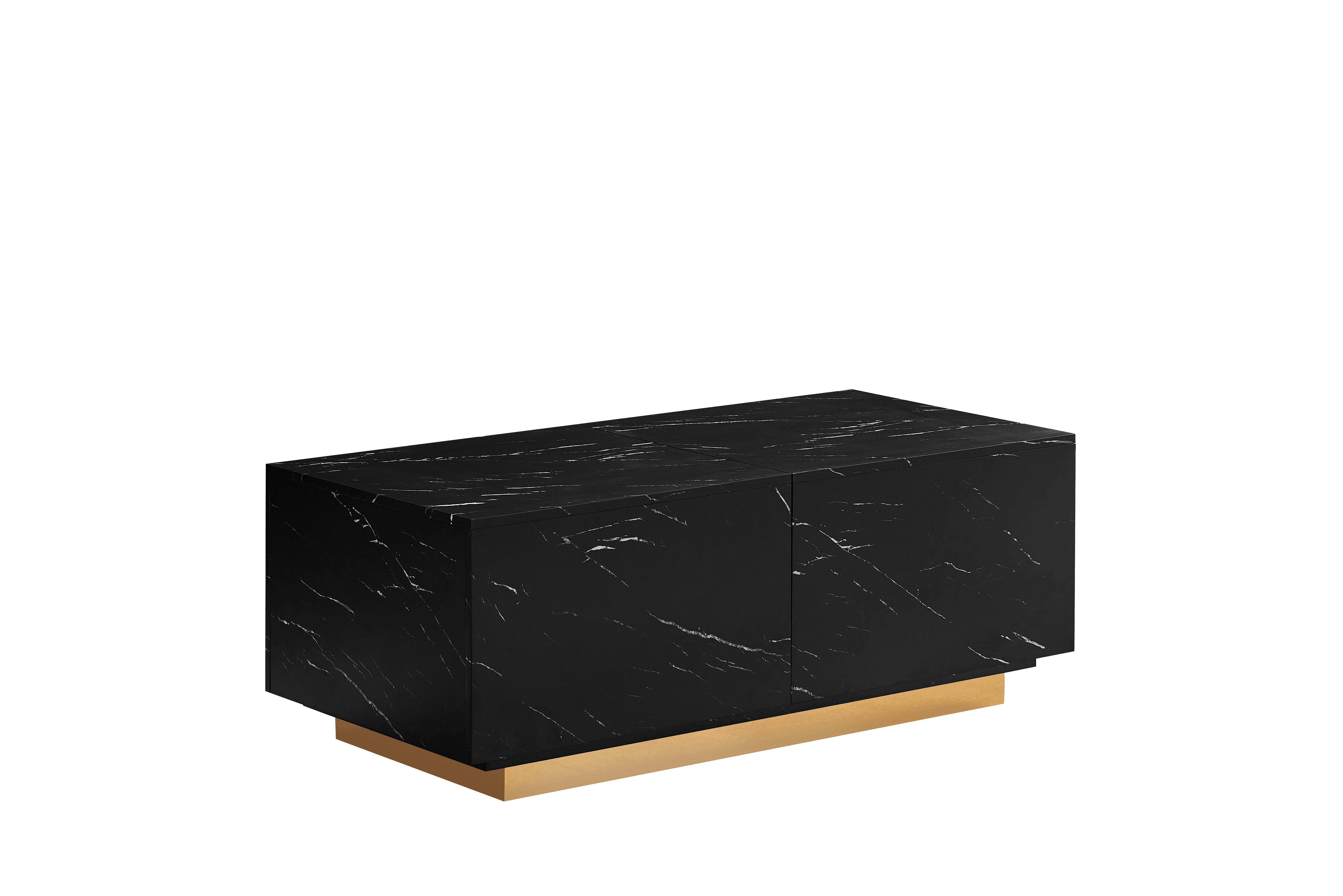 TABLE BASSE FLOTTANTE A COFFRE GOLD MARBRE NOIR 120X60X45CM ACCESS MEUBLE