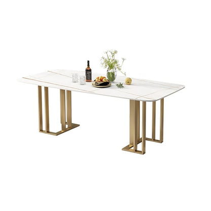 Table de salle à manger blanche  avec dessus rectangulaire en pierre frittée ACCESS MEUBLE