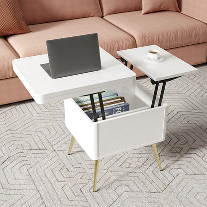 Table basse blanc relevable avec rangement ACCESS MEUBLE