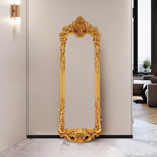 Miroir de sol vintage surdimensionné orné d'or décoration baroque ACCESS MEUBLE