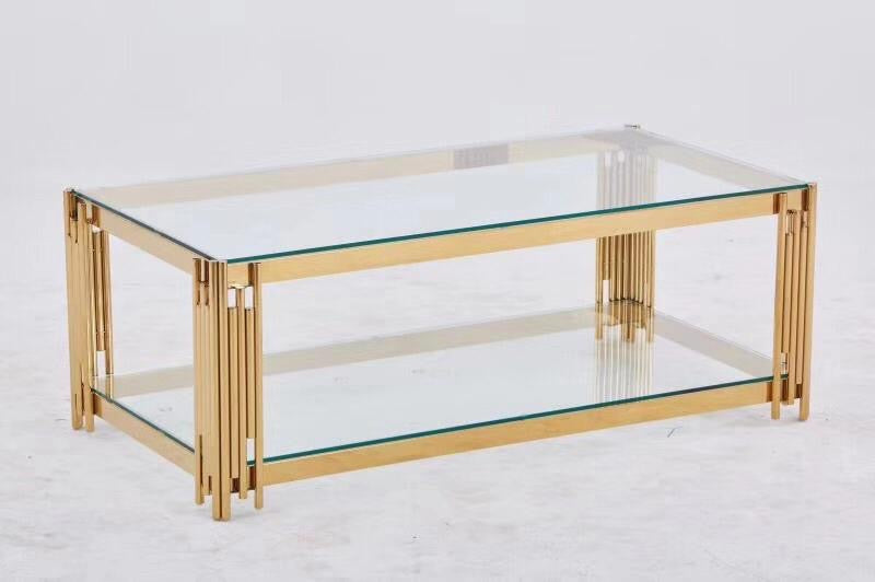 TABLE BASSE FLUTE GOLD MARBRE BLANC 120x60x45 cm ACCESS MEUBLE