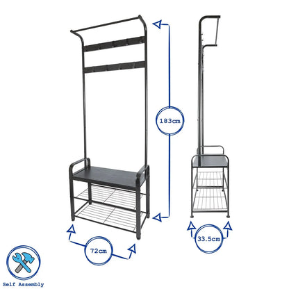 Porte-manteau incurvé en acier avec banc de rangement pour chaussures ACCESS MEUBLE