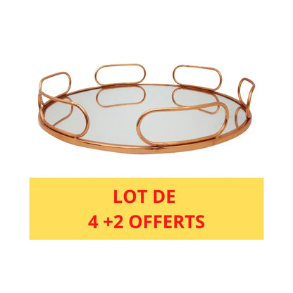 LOT DE 4 + 2 OFFERT PLATEAUX OR ROSE MIROIR ACCESS MEUBLE