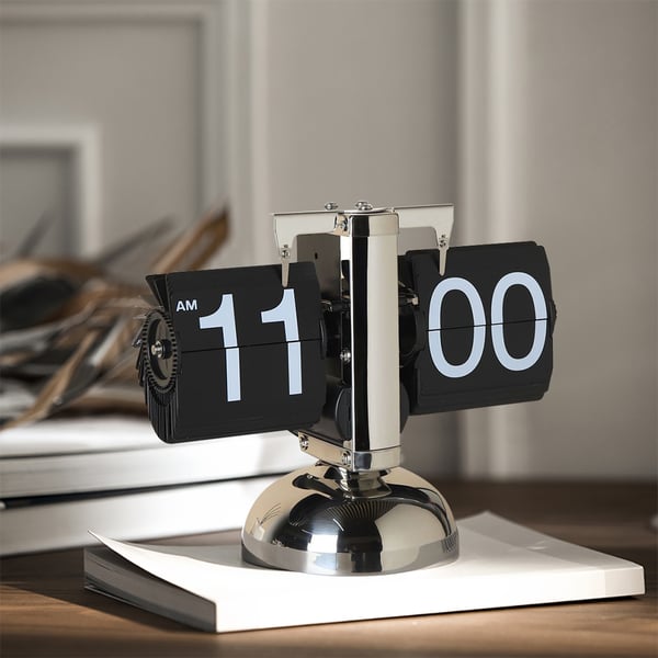 Horloge à rabat moderne en argent, horloge de table réglable en acier inoxydable, décoration d'intérieur ACCESS MEUBLE